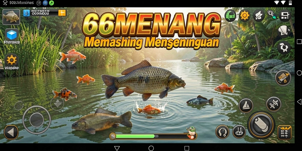 Tangkapan layar utama 66MENANG menampilkan aksi memancing yang seru dan menantang.