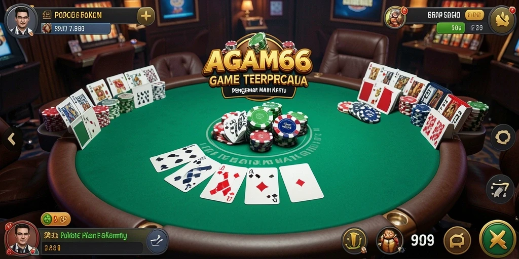 Tangkapan layar gameplay AGAM66 menampilkan suasana seru permainan Poker.