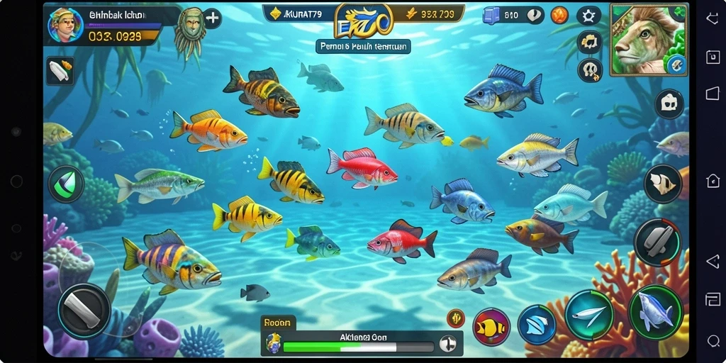 Tampilan gameplay seru dari AKURAT79 dengan berbagai jenis ikan.