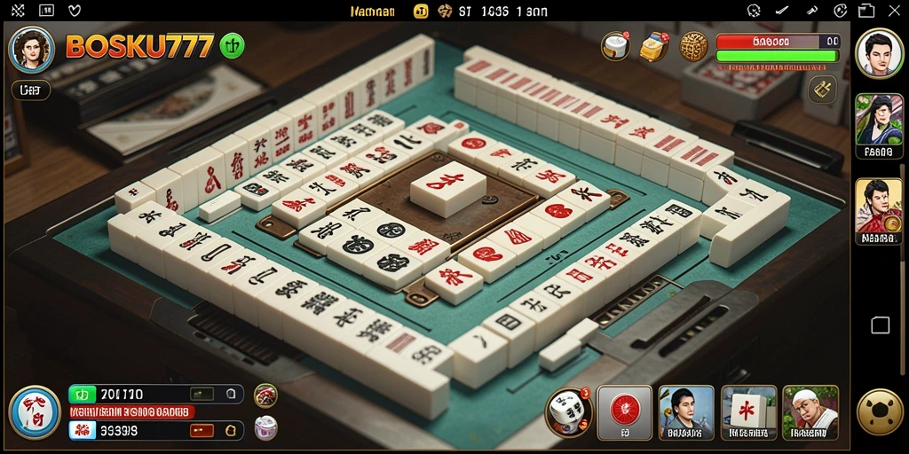 Tampilan gameplay seru dalam permainan Mahjong BOSKU777.