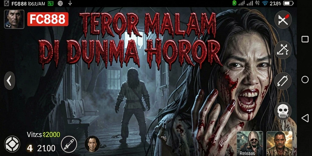 Screenshot menampilkan gameplay menakutkan FC888 dengan suasana horor yang kental.