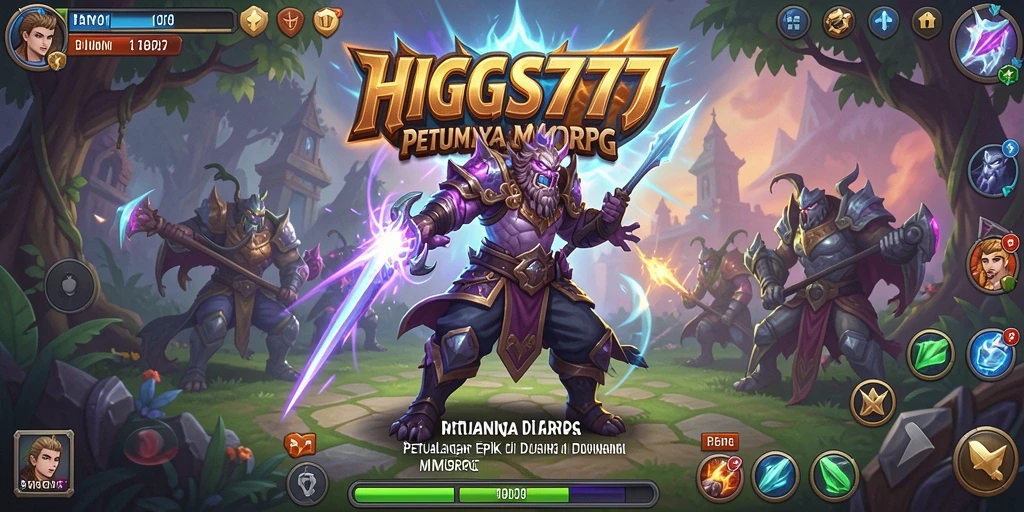 Gameplay seru HIGGS777 yang menampilkan pertempuran karakter MMORPG.