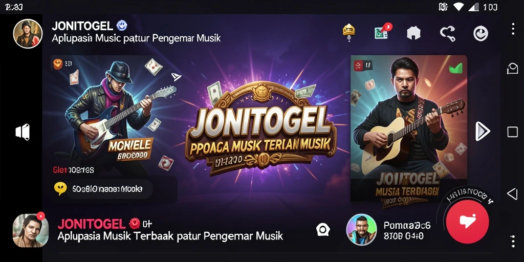 Tampilan screenshot utama JONITOGEL yang menunjukkan fitur musik yang menarik.