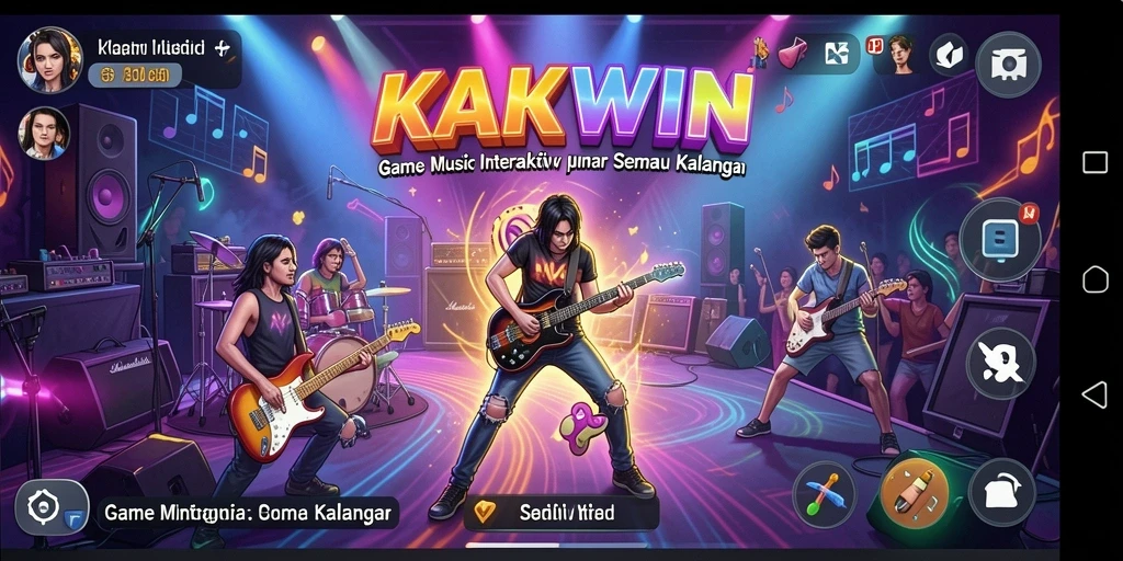 Tampilan gameplay KAKWIN yang menampilkan interaksi musik yang menyenangkan.
