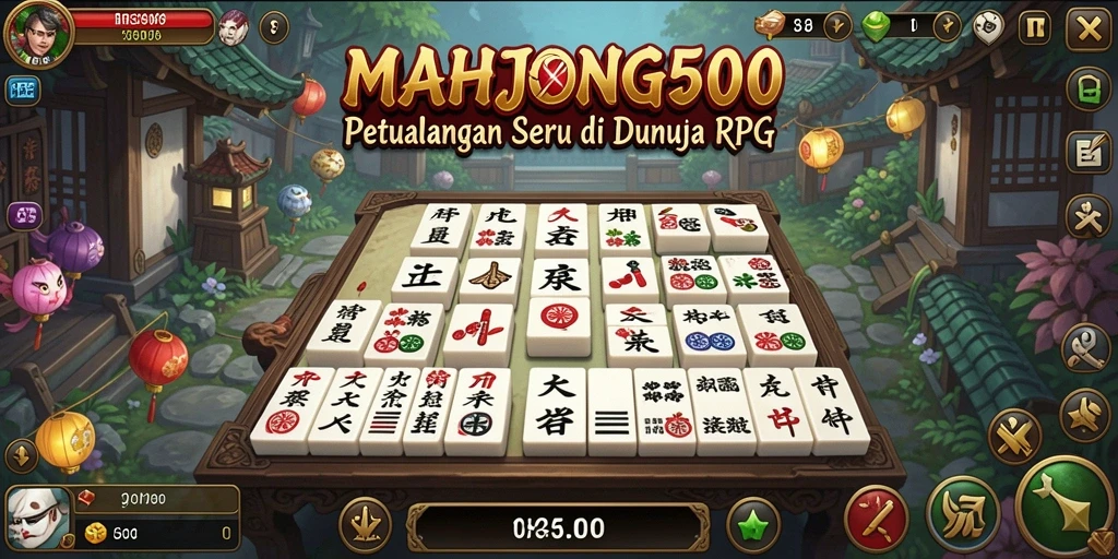 Tampilan seru gameplay MAHJONG500 dengan elemen RPG yang mendebarkan.