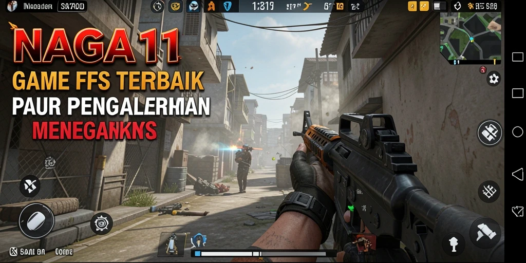 Screenshot NAGA11 menunjukkan aksi tembak-menembak yang intens dalam game FPS.