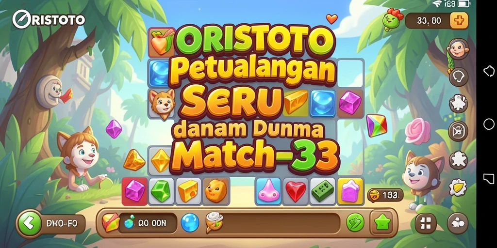 Tampilan spektakuler dari gameplay Match-3 yang menantang.