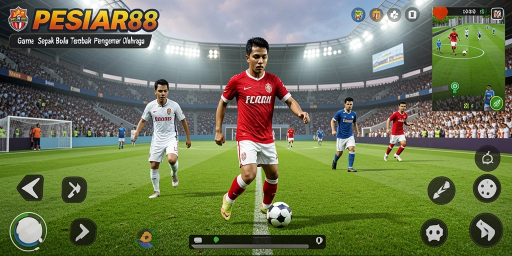 Gameplay PESIAR88 menampilkan aksi seru di lapangan hijau.