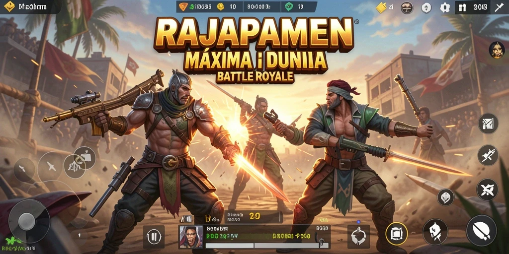 Tampilan gameplay mendebarkan dari RAJAPAMEN dalam pertempuran Battle Royale.
