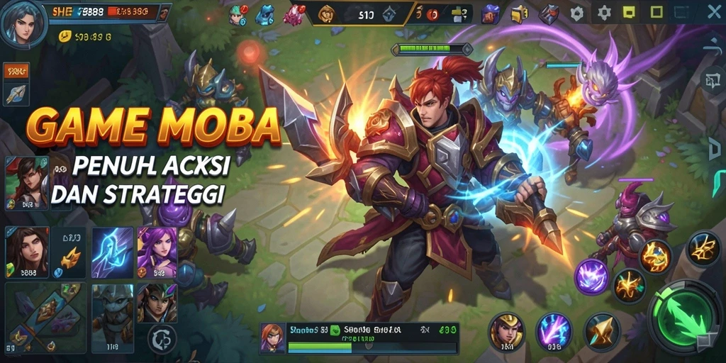 Screenshot menunjukkan aksi seru dalam gameplay MOBA SHE888.