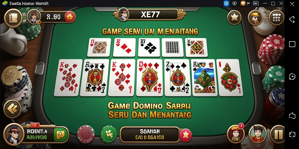 Menampilkan gameplay seru dalam permainan Domino XE77.
